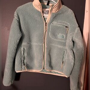 North face seafoam green teddy bear fleece - S